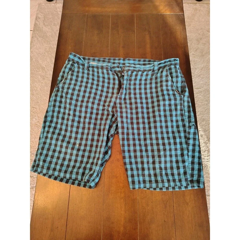 Mens Zoo York Blue‎ And Black Plaid Casual Shorts Size 36